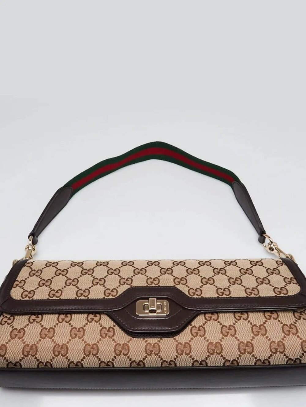 Gucci Beige/Ebony GG Canvas/Leather Medium Luce Shoulder Bag - Picture 9 of 12